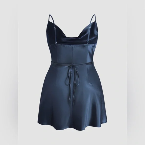 Cider| satin cowl neck mini dress - Picture 3 of 5